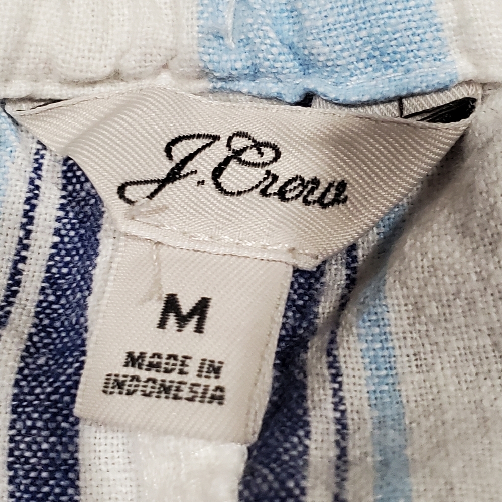J.Crew Cotton Linen In Stripe High Rise Elastic/Tie Waist Shorts Size M EUC - Picture 4 of 8